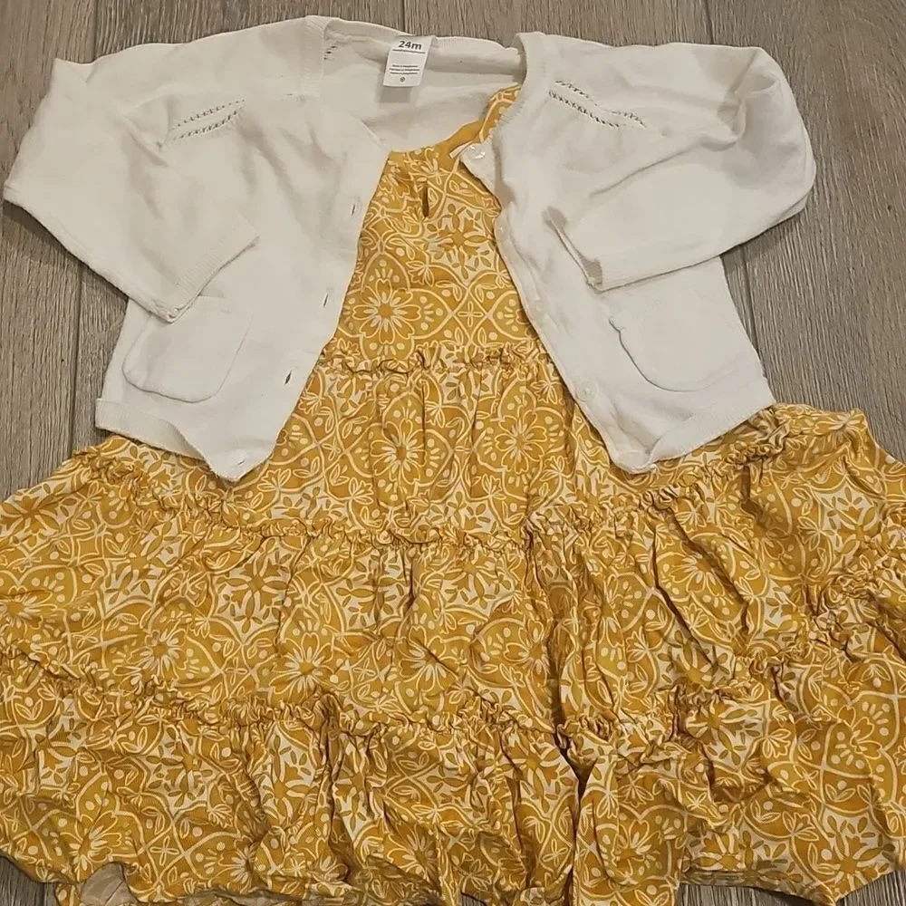 13 piece summer Baby Clothing Bundle - Floral, Denim, and Yellow